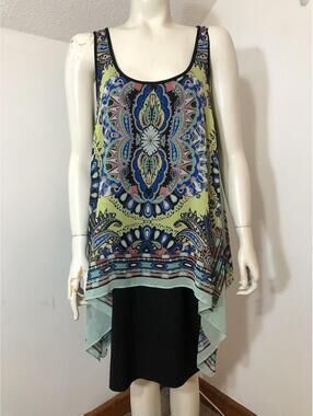 SL Fashions Womens 14 Layered Sleeveless Dress Scoopneck Flowy Top Colorful